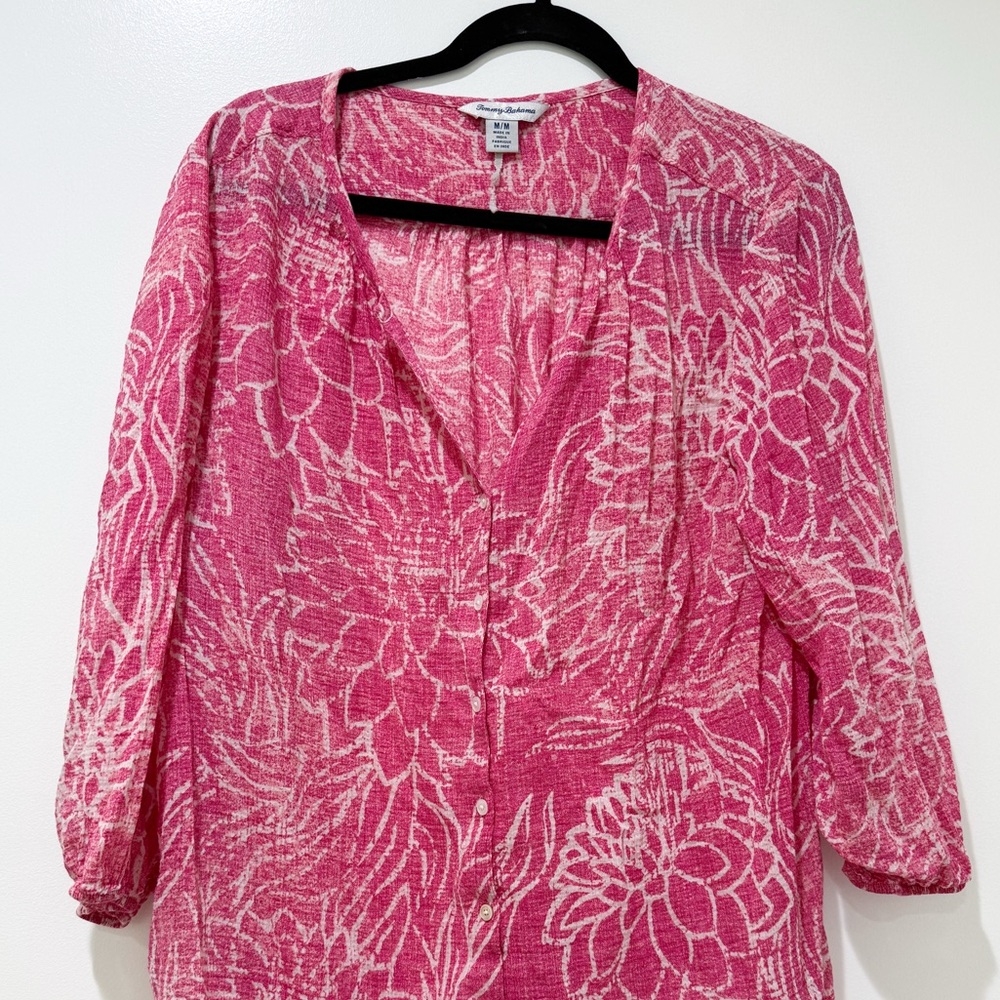Vintage Tommy Bahama Pink Floral Blouse